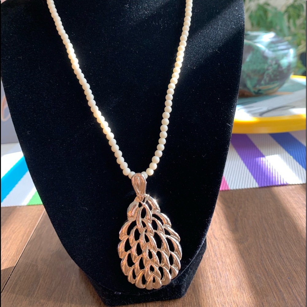 👑 1928 Vintage necklace with large silver pendant